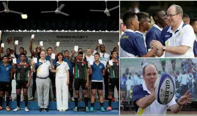 El Príncipe compartió con los jugadores de ambos planteles. 