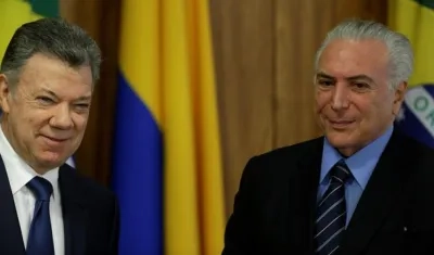 El Presidente Santos y su homólogo Michel Temer.