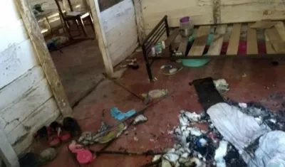 Así quedó el cuarto donde dormía el bebé.