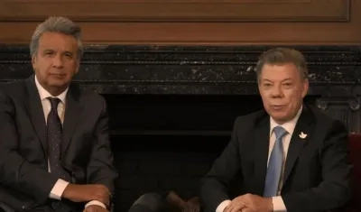 Lenin Moreno y Juan Manuel Santos, presidentes de Ecuador y Colombia, respectivamente.