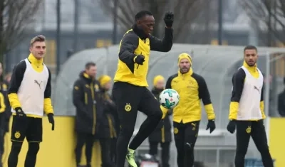 Usain Bolt durante el entrenamiento. 
