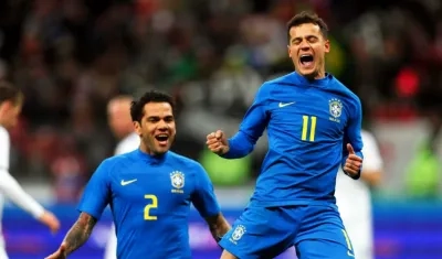 Coutinho celebra su gol ante Rusia. 