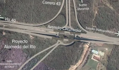 Mapa de la prolongación de la carrera 43.