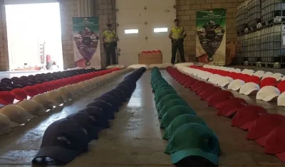 La gorras incautadas. 