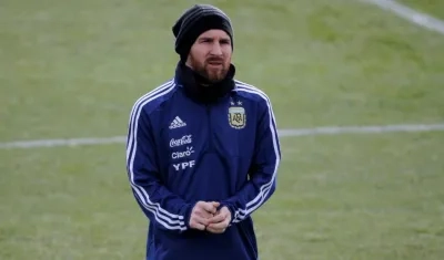 Lionel Messi durante el entrenamiento de Argentina. 
