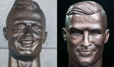 La primera escultura junto a la escultura mejorada.