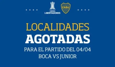 Así informó Boca del cierre de venta de entradas. 