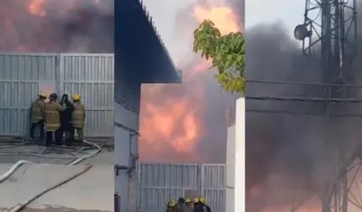 Momento del voraz incendio en Soledad.