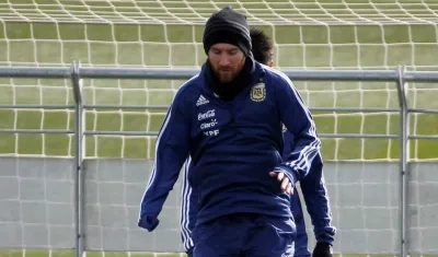Lionel Messi durante el entrenamiento con Argentina. 