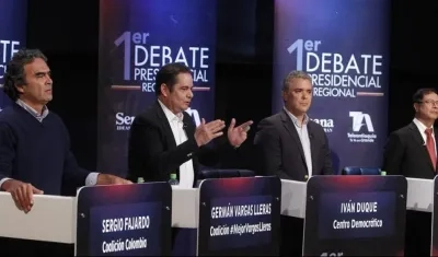 Los candidatos a la presidencia de Colombia Sergio Fajardo, Germán Vargas, Iván Duque y Gustavo Petro.