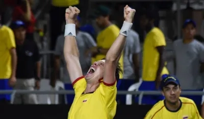 Alejandro González, celebrando el partido decisivo.