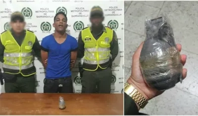 Luis Eduardo Zambrano, capturado con una granada.