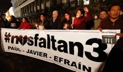 Nos faltan 3, colectivo creado para la liberación de los tres empleados del periódico El Comercio.