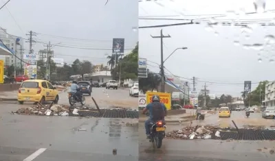 Desechos encima de las rejillas en la calle 76.