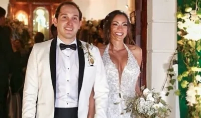Los novios Juan Pablo Silva y la exseñorita Colombia Eileen Roca.