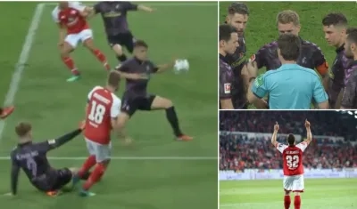 Secuencia de la polémica jugada. 