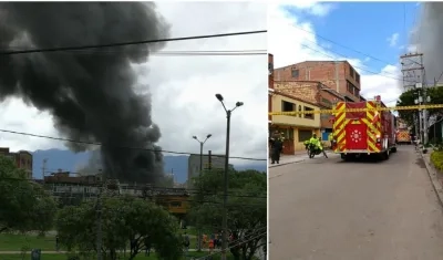 Seis máquinas del Cuerpo de Bomberos de Bogotá atienden la emergencia.