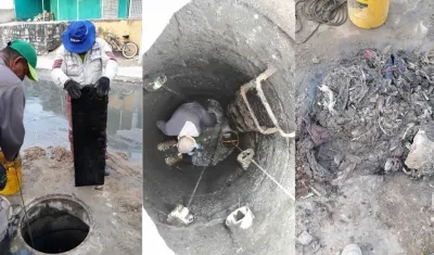 Operarios trabajando en la recuperación del sistema y los elementos encontrados.