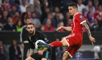 James Rodríguez en acción del partido. 