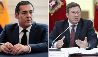 Los ministros ecuatorianos de Defensa, Patricio Zambrano, y del Interior, César Navas.