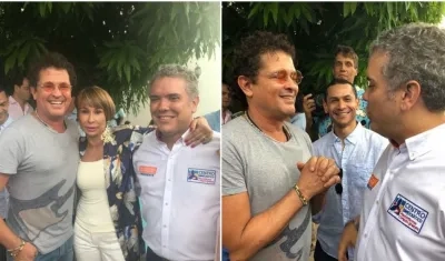 Carlos Vives junto al candidato presidencial Iván Duque.