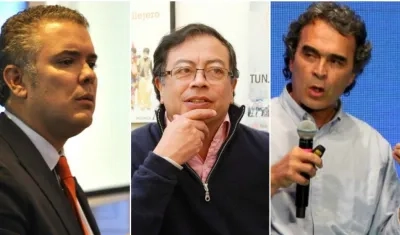 Los candidatos Iván Duque, Gustavo Petro y Sergio Fajardo.