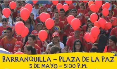 La cita es el sábado en la Plaza de la Paz a las 5 de la tarde.