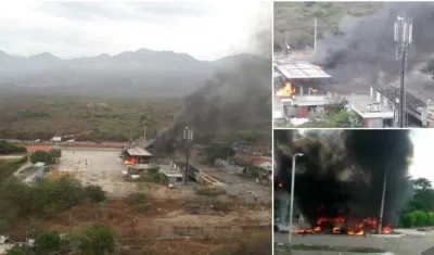 Imágenes del incendio en la bomba de gasolina.