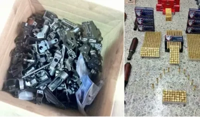 Partes de las armas halladas.