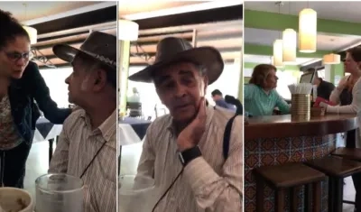 El hombre recibió el respaldo de los clientes del restaurante.