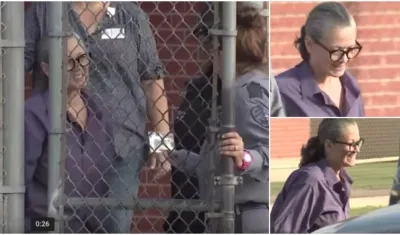 Clara Suárez Harris a su salida de la cárcel.