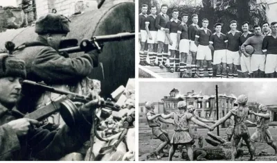 El partido se realizó para pacificar la ciudad tras una violenta batalla entre el ejercito Rojo de la Unión Soviética y el ejercito Nazi de la Alemania de Hitler.