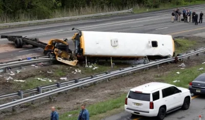 Así quedó el bus escolar. 