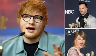 El británico Ed Sheeran, Luis Fonsi y Taylor Swift.