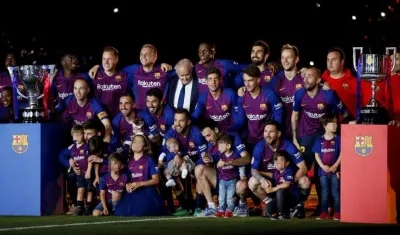 Barcelona celebró su título en el Camp Nou.