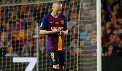 Iniesta en su último partido con el Barcelona. 