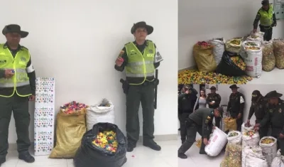 Los sacos con las tapas. 