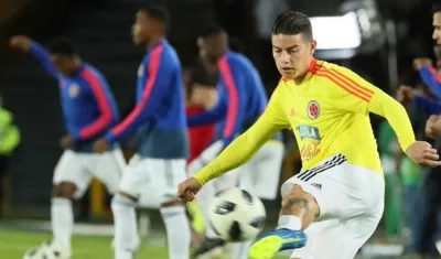 James Rodríguez durante la despedida de la Selección. 