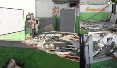 Así quedó el aula de clases. 