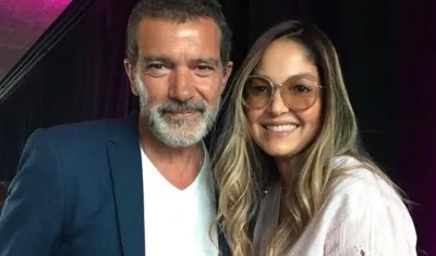 El actor español Antonio Banderas y la diseñadora Goretty Medina.