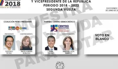 Esta es la tarjeta electoral para la segunda vuelta presidencial.