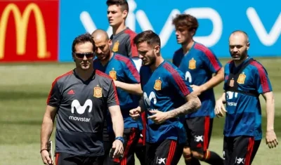 Julen Lopetegui en un entrenamiento de la Selección España. 
