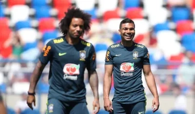 Marcelo y Casemino durante un entrenamiento. 