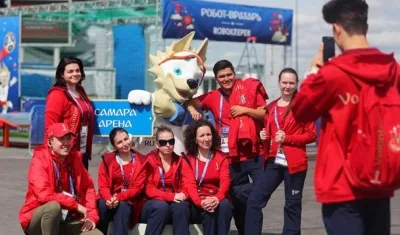 Voluntarios durante el Mundial Rusia 2018.