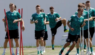 Jugadores de Alemania durante un entrenamiento. 