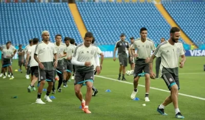 Jugadores de México durante un entrenamiento.