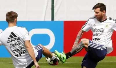 El argentino Lionel Messi durante el último entrenamiento previo al partido ante Nigeria.