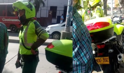 Los policías fueron fotografiados por los pasajeros del taxi.