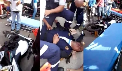 Instantes en que cuatro ambulancias se disputaban al paciente.