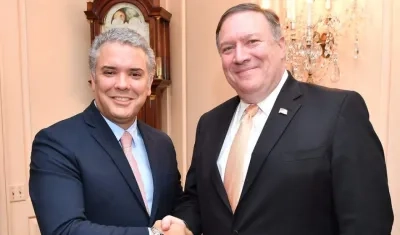 El presidente electo de Colombia, Iván Duque, y el secretario de Estado de Estados Unidos, Mike Pompeo.
